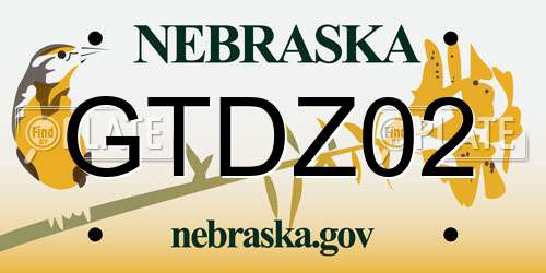 GTDZ02 Nebraska License Plate