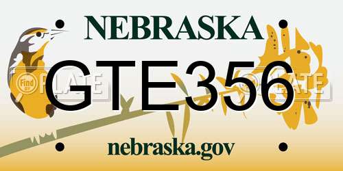 GTE356 Nebraska License Plate