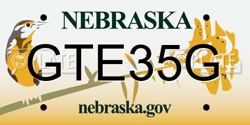 GTE35G Nebraska License Plate