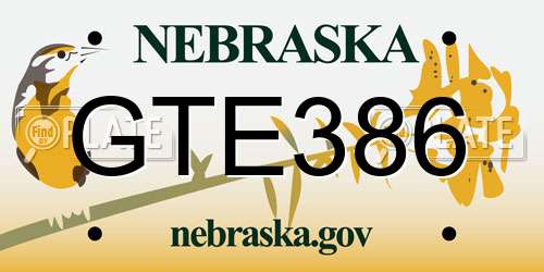 GTE386 Nebraska License Plate