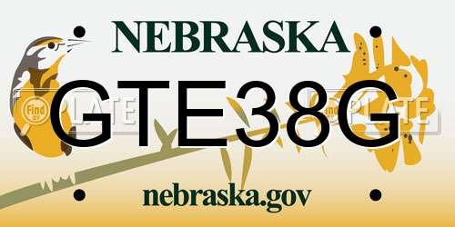 GTE38G Nebraska License Plate