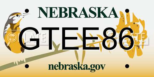 GTEE86 Nebraska License Plate