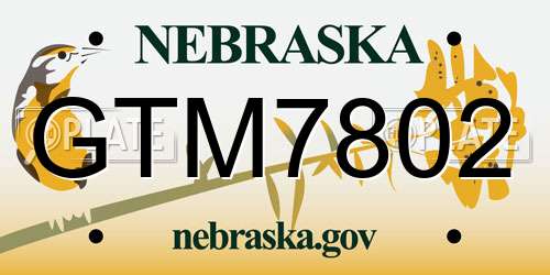 GTM7802 Nebraska License Plate