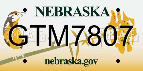 GTM7807 Nebraska License Plate