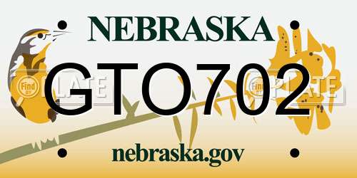 GTO702 Nebraska License Plate