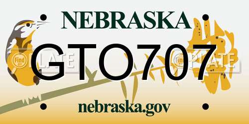 GTO707 Nebraska License Plate