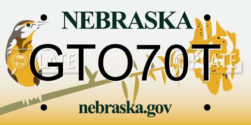 GTO70T Nebraska License Plate