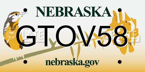 GTOV58 Nebraska License Plate
