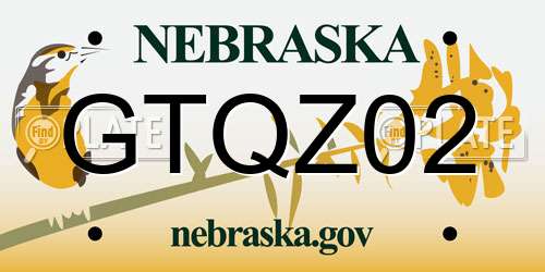 GTQZ02 Nebraska License Plate