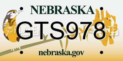 GTS978 Nebraska License Plate
