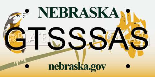 GTSSSAS Nebraska License Plate