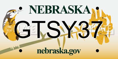 GTSY37 Nebraska License Plate