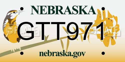 GTT971 Nebraska License Plate