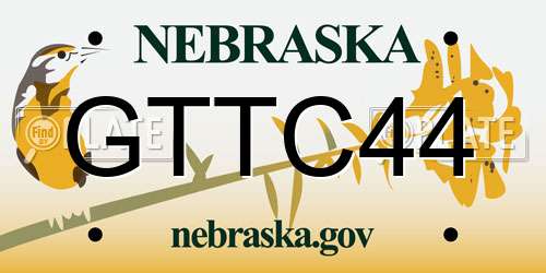 GTTC44 Nebraska License Plate