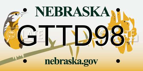 GTTD98 Nebraska License Plate