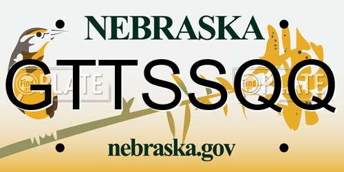 GTTSSQQ Nebraska License Plate