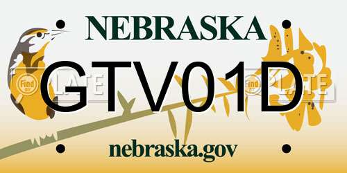 GTV01D Nebraska License Plate