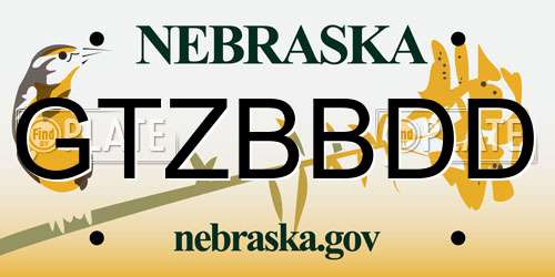 GTZBBDD Nebraska License Plate