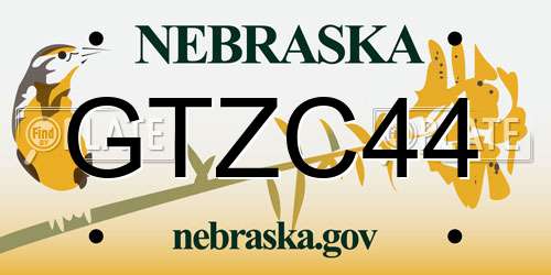 GTZC44 Nebraska License Plate