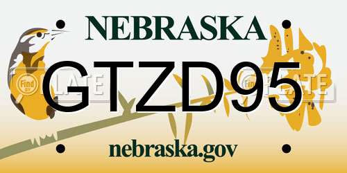 GTZD95 Nebraska License Plate
