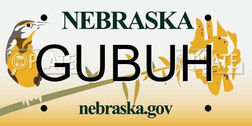 GUBUH Nebraska License Plate