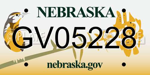 GV05228 Nebraska License Plate