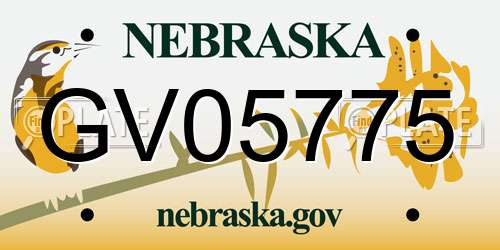 GV05775 Nebraska License Plate