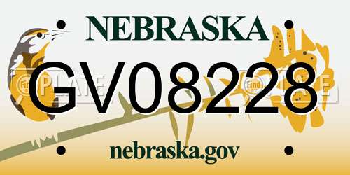 GV08228 Nebraska License Plate