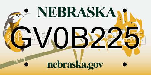 GV0B225 Nebraska License Plate