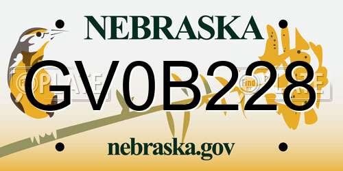 GV0B228 Nebraska License Plate
