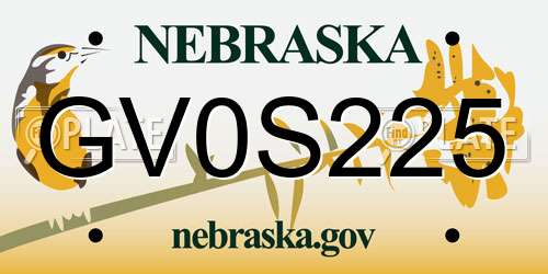 GV0S225 Nebraska License Plate