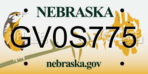 GV0S775 Nebraska License Plate