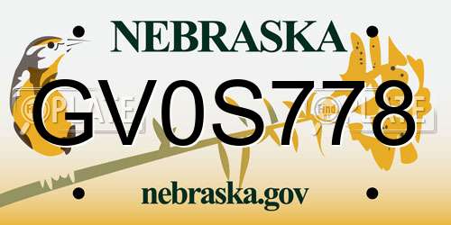 GV0S778 Nebraska License Plate
