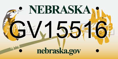 GV15516 Nebraska License Plate
