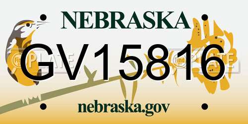 GV15816 Nebraska License Plate