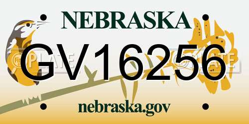 GV16256 Nebraska License Plate