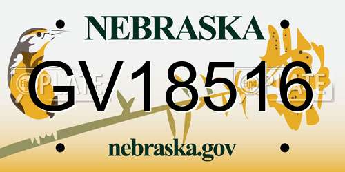 GV18516 Nebraska License Plate