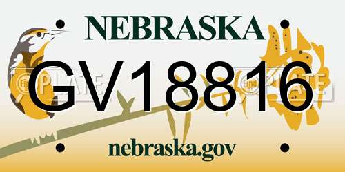 GV18816 Nebraska License Plate