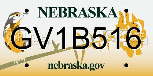GV1B516 Nebraska License Plate