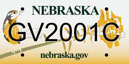 GV2001C Nebraska License Plate