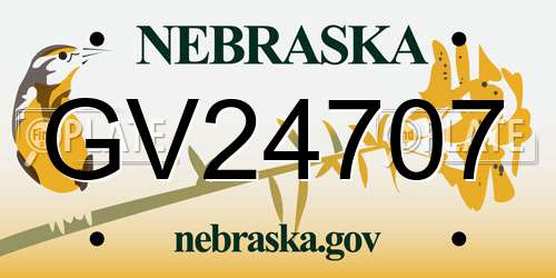 GV24707 Nebraska License Plate