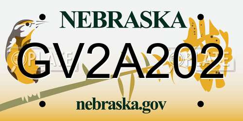 GV2A202 Nebraska License Plate