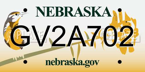 GV2A702 Nebraska License Plate