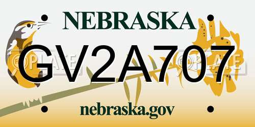 GV2A707 Nebraska License Plate