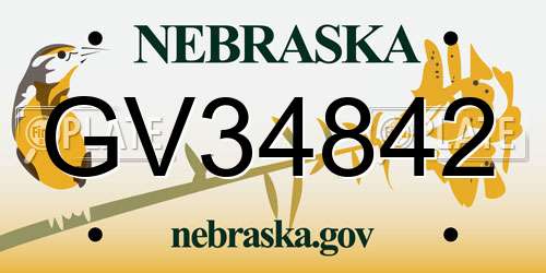 GV34842 Nebraska License Plate
