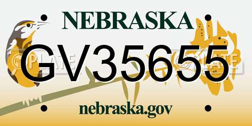 GV35655 Nebraska License Plate