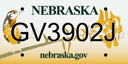 GV3902J Nebraska License Plate