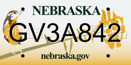 GV3A842 Nebraska License Plate