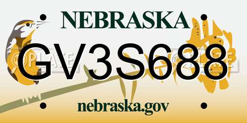 GV3S688 Nebraska License Plate