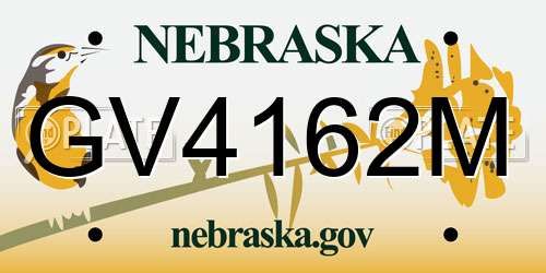 GV4162M Nebraska License Plate